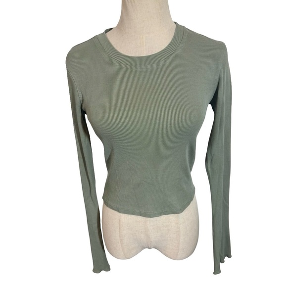 Maria Stanley Pierce Cropped Ribbed Long Sleeve Top in Celadon- Still Selling - Picture 5 of 13
